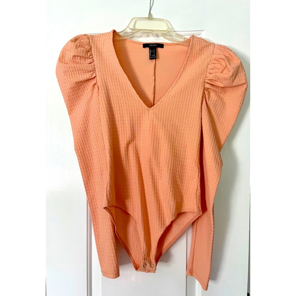 Pink/peach puff sleeve bodysuit